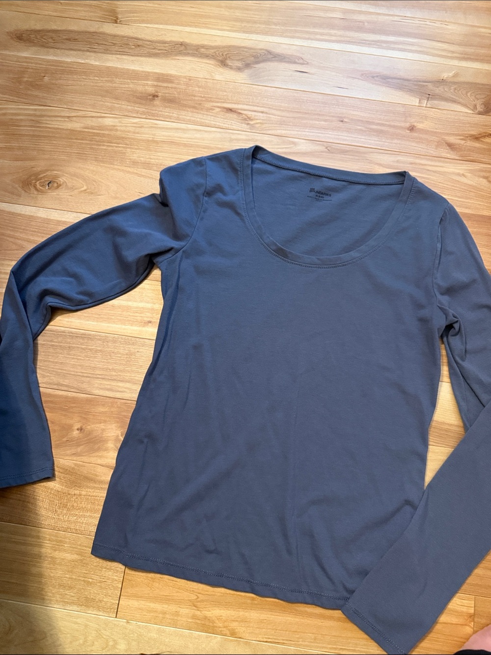 No Boundaries Slate Blue Long Sleeve Scoop Neck Top